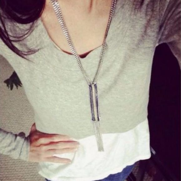 Stella & Dot Tessa Fringe Necklace – Mixed Metal Tassel Pendant - Picture 10 of 11